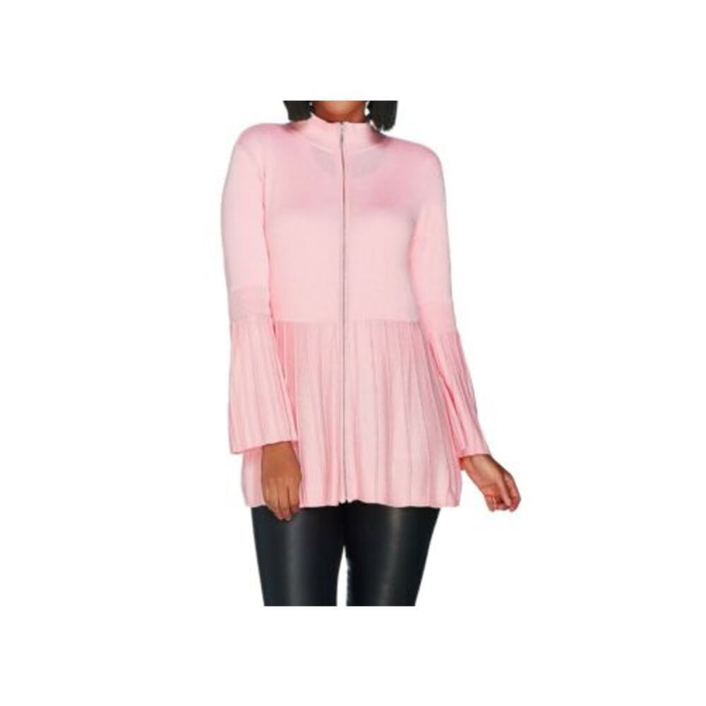 H by Halston Bell Sleeve Sweater Cardigan Full Zip Small - Picture 2 of 6